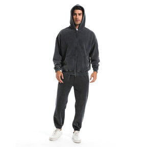 Loose Fit Washed Zip Up Hoodie