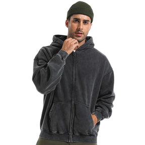 Loose Fit Washed Zip Up Hoodie