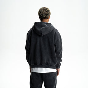 Loose Fit Washed Zip Up Hoodie