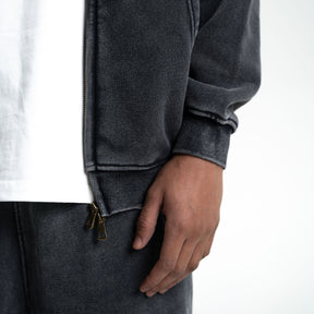 Loose Fit Washed Zip Up Hoodie