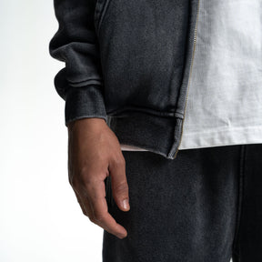 Loose Fit Washed Zip Up Hoodie