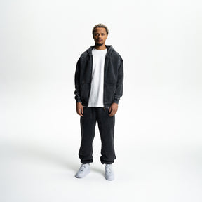 Loose Fit Washed Zip Up Hoodie