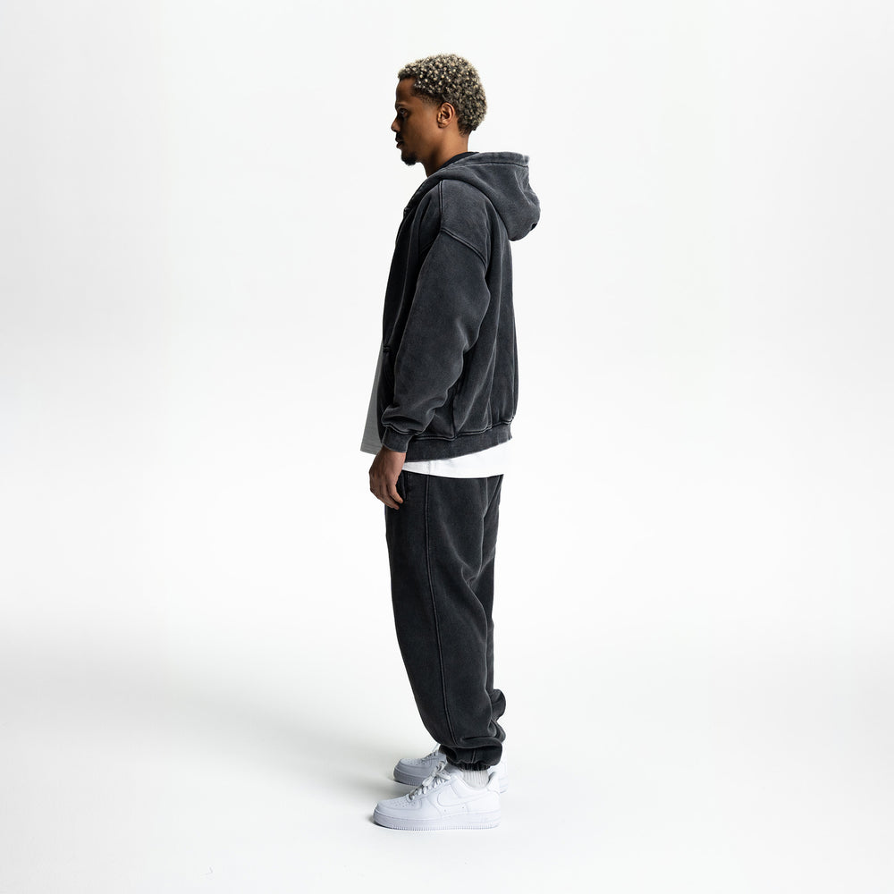 Loose Fit Washed Zip Up Hoodie