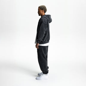 Loose Fit Washed Zip Up Hoodie