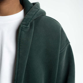 Loose Fit Washed Zip Up Hoodie